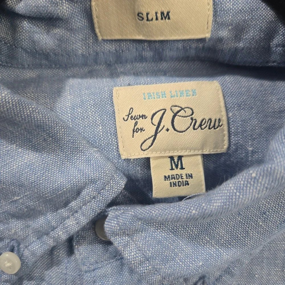 J. Crew Baird McNutt Irish Linen Shirt Medium Slim Fit Old Money Coastal Preppy